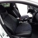Toyota Corolla шестой год 150 кузов Алькантара черная + Эко черная прошутто ромбиком серебристым цена 7500 с установкой
